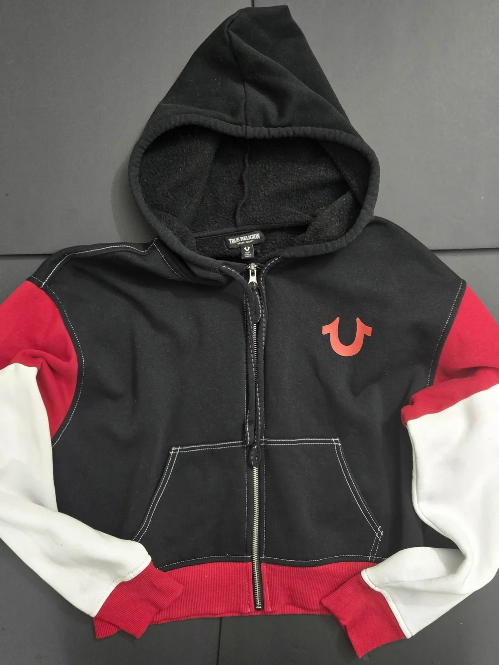 True Religion Y2K Small Unisex Split Act University Buddha Colorblock Hoodie